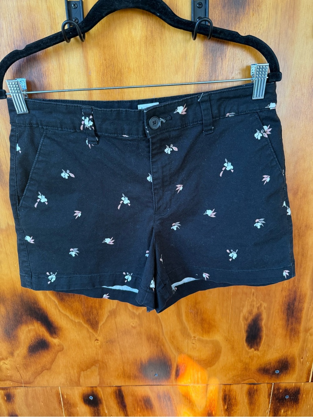 a new day Black High Waist Floral Print Cotton Shorts